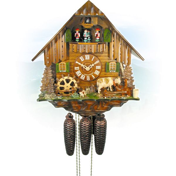 Cuckoo Clock Trieste, August Schwer: cow, millwheel